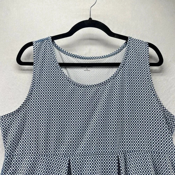 Lands' End Sport Tank Top Womens L 14-16 Printed Pleated Sleeveless Stretch Blue - Picture 3 of 10